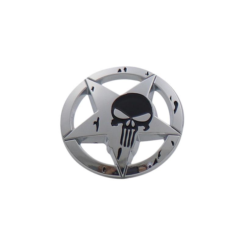 Premium Rotondo Stella a cinque punte Teschio Mente Geniale per Moto Auto Casco Racing Laptop auto Cofano Motore Parafango Coda Posteriore Decalcomania Emblema Distintivo Adesivo