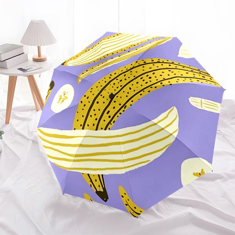 1pc Banana SlicesAutomatic Open/close Folding Umbrella, Compact Portable Travel Umbrella, Perfect Birthday/Holiday, Cute Umbrella Y015