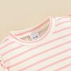 Little Girl 2 Piece Summer Set 6 12 18 24 Months 3 4 Years Round Neck Short Sleeve Striped Tops + Elastic Waist Wave Hem Shorts Infant Toddler Outfits