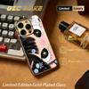 Big-eyed Cute Girl Cartoon Design Phone Case For Iphone 17 16 15 14 13 12 11Pro Plus Max Luxury Gold-plated Glass Phone Case