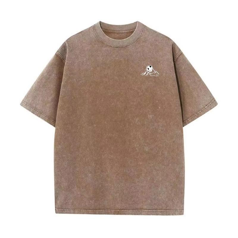 New Men's Retro Casual T-Shirt - Street Style Cotton Short-Sleeved Acid-Washed Shirt - Daily Commuting Couple T-Shirt