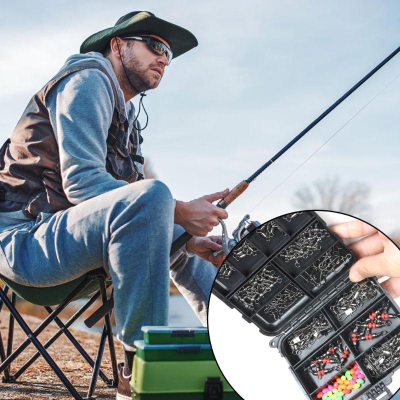 140 Stück Angelschnurverbinder Tackle Snap Wirbel Schieber Lagerwirbel Angelwirbel für Forellenangeln