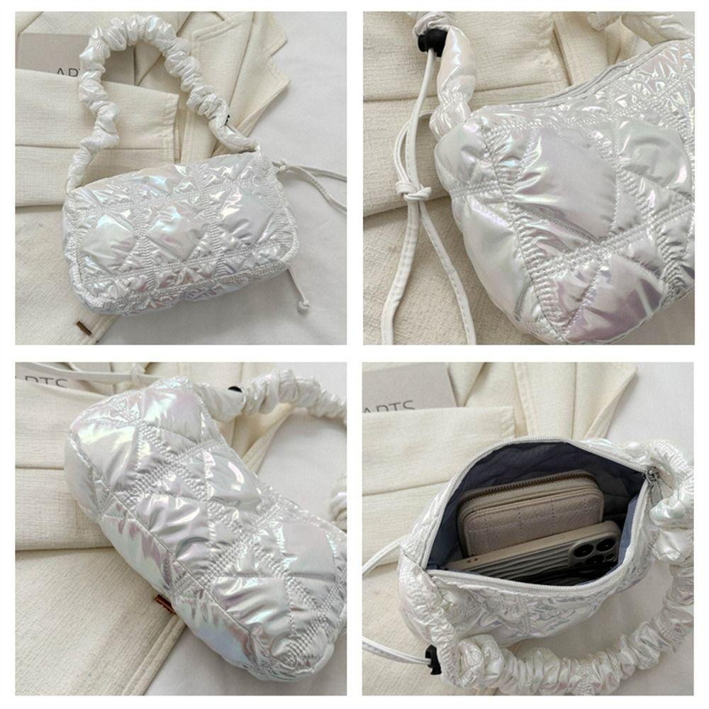 Einfache gesteppte Umhängetaschen mit Wolkenmuster, gefaltete einfarbige Einkaufstaschen, Blasen-Messenger-Taschen für Damen und Mädchen