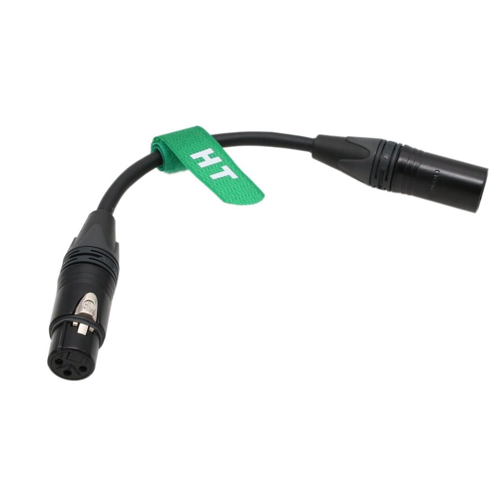 HangTon XLR 4-Pin Male to XLR 3-Pin Female Adapter Power Extension Cable, Red, for ARRI, Canon, Sony Camera Lights, 12-24V, 20cm