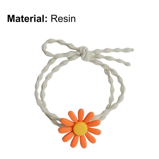 Hair Ring Washable Eye-catching Resin 3D Flower Elastic Hair Ties for Kids
