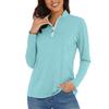 Women's Casual Fashion Solid Color Long Sleeve Zipper Neck Top T-shirt