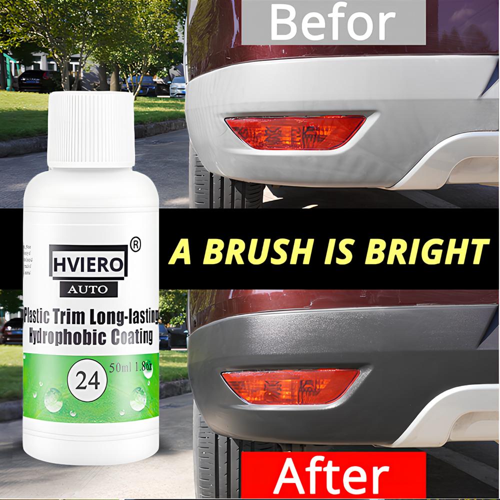 HVIERO-24 Plastic Trim Coating Long-Lasting Hydrophobic Car Exterior Plastic Restorer Aging Plastics Turn Black Bright 20/50ml