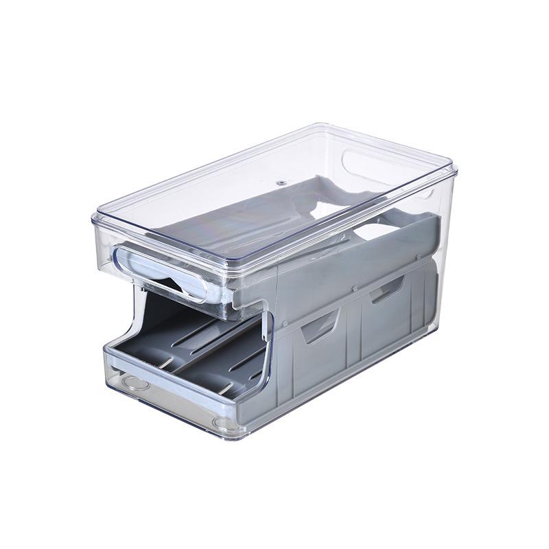 Stackable Double-Layer Slide-Out Egg Storage Box - Transparent, Shockproof, Quick-Freeze Refrigerator Organizer