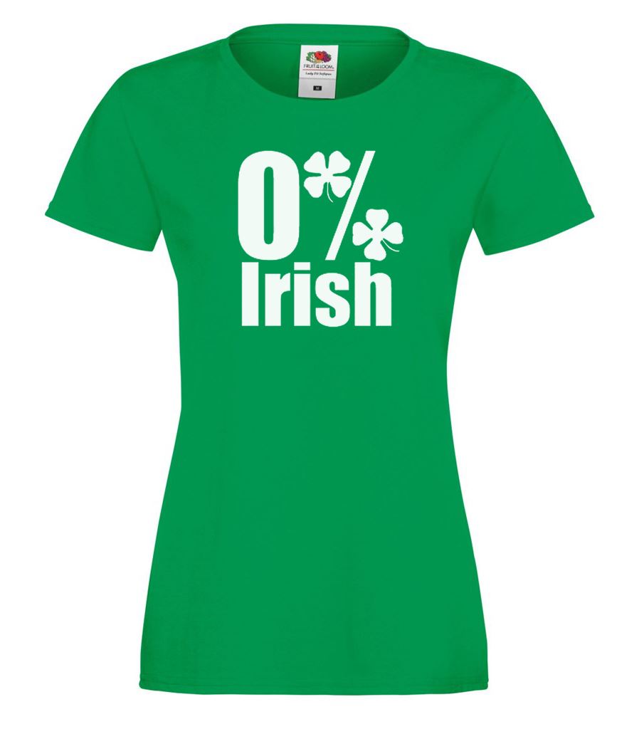 Unisexs 0 Irish Four Leaf Clover Ireland St Patricks Day Lady Fit Green TShirt 2XL