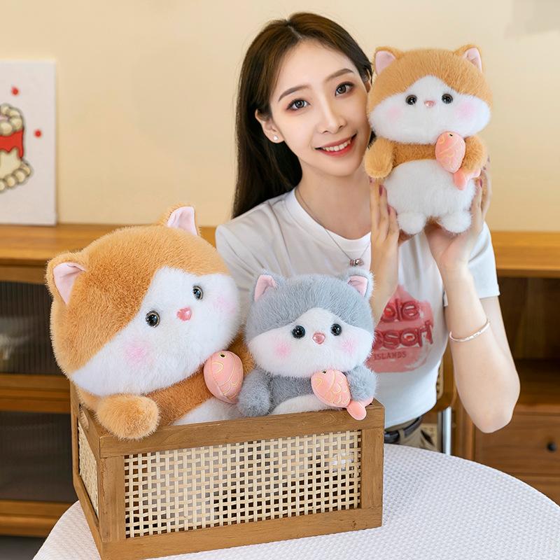 Toy Plush Cat Fish Hugging Doll Stuffed Animal Cartoon Kitty Home Gift Decor