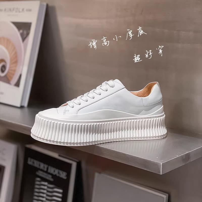 

Little White Shoes Women s Spring and Autumn New Versatile Leather Casual Board Shoes Platform Muffin Biscuit Shoes 34