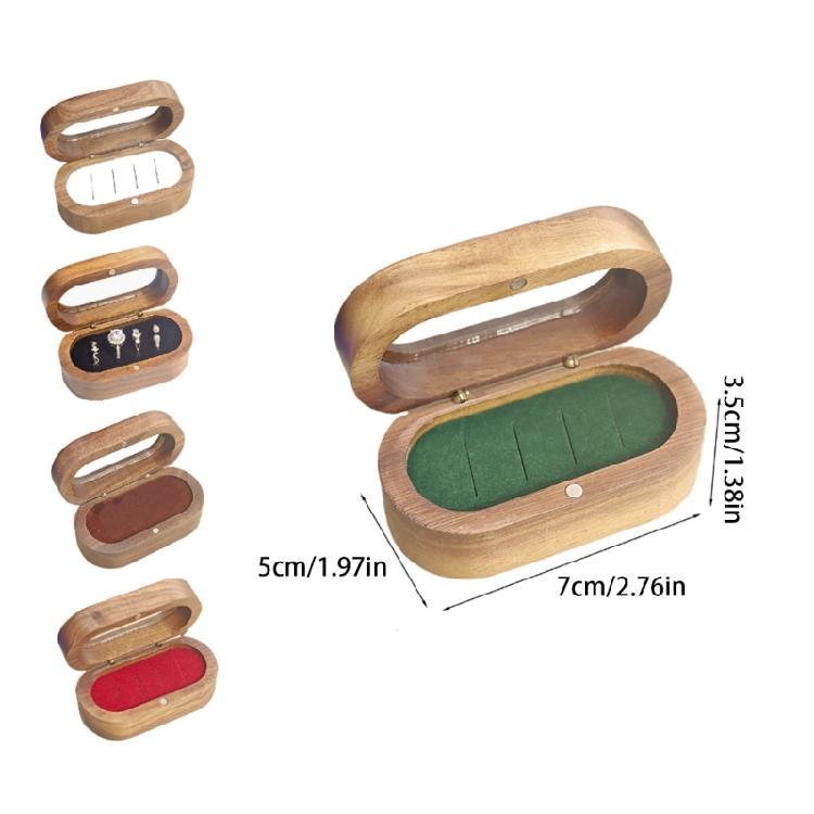 Black Walnut Aesthetic Rings Showcase Compact Wood Rings Jewelry Box Convenient and Portable Storage and Display Cases