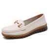 2023 Spring Women's Soft Loafers - Korean Style Metal Slip-ons, White Commuter Shoes for Mom