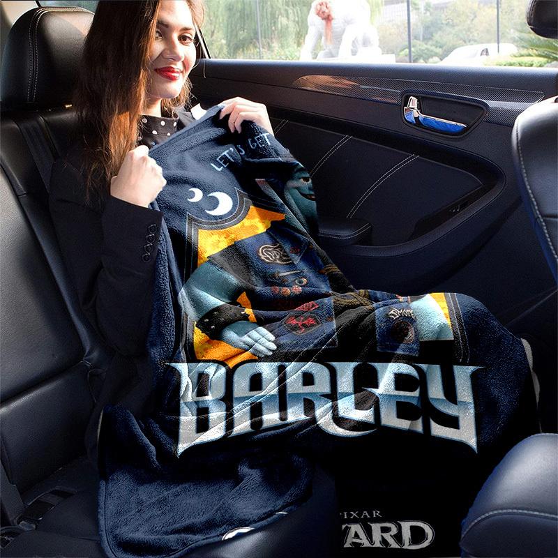 1pc, Pixar Onward Barley Blue Moon Biker Jacket Throw Blanket Home Decor, Couch Cover, Outdoor Blanket, Gift, Flannel Throw