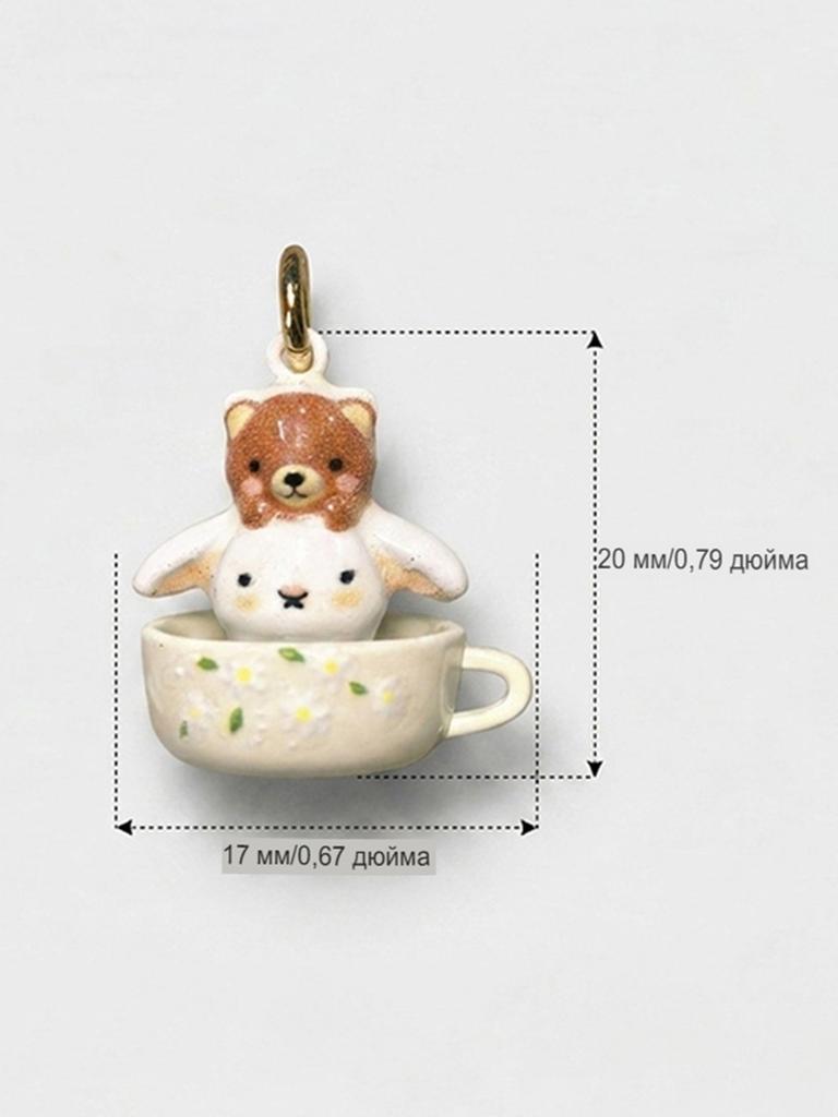 Cartoon Teacup Animal Series Pendant Necklace Cute Diy Fox Penguin Rabbit Panda Hedgehog 3D Pendant Jewelry Accessories