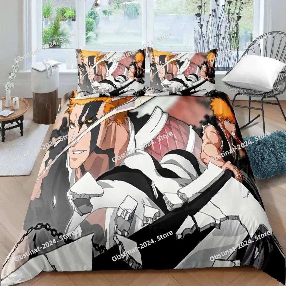 3D Bleach Kurosaki Ichigo Bedding Set Printed With Pillowcase Bed Duvet Cover Soft Single Double Queen Super King Size Bed Linen
