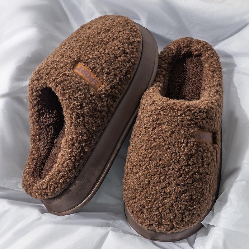 Thick-bottomed cotton slippers men's autumn and winter indoor home plush warm non-slip silent cotton drag men