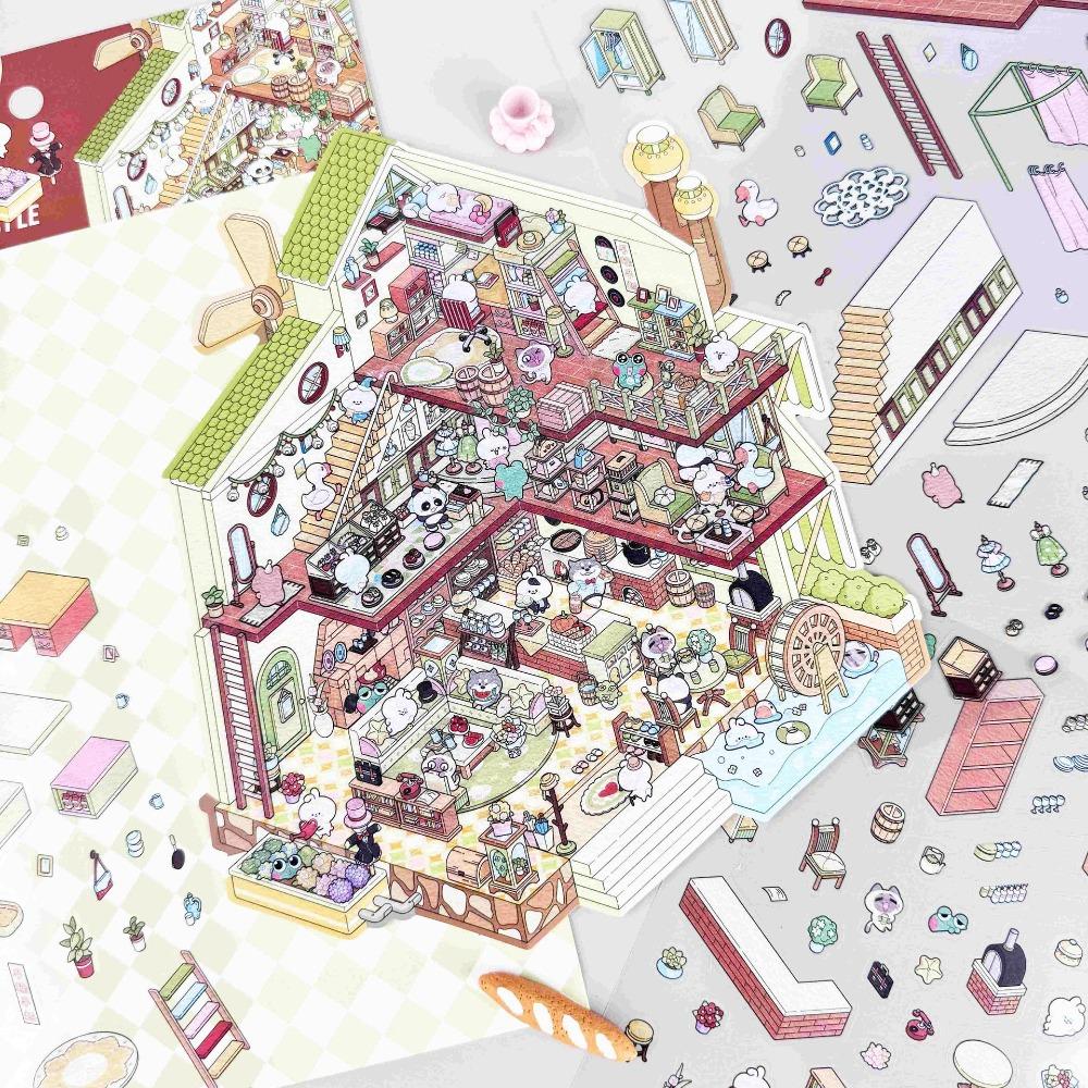 

Plus Size 3D Landscaping Stickers Castle Theme Notebook Sticker Christmas Gift Style 2