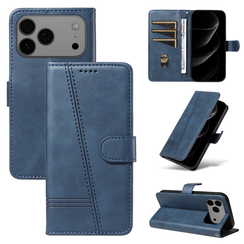 Line Leather Case For iPhone 17 16 15 14 13 12 11 Pro Max Plus Mini Air Phone Case Flip Wallet Card Slot Stand Phone Book Cover