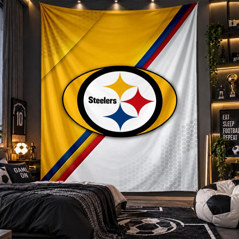 Wall Hanging Tapestry Pittsburgh Steelers Print Cloth for Living Room Bedroom Home Decor