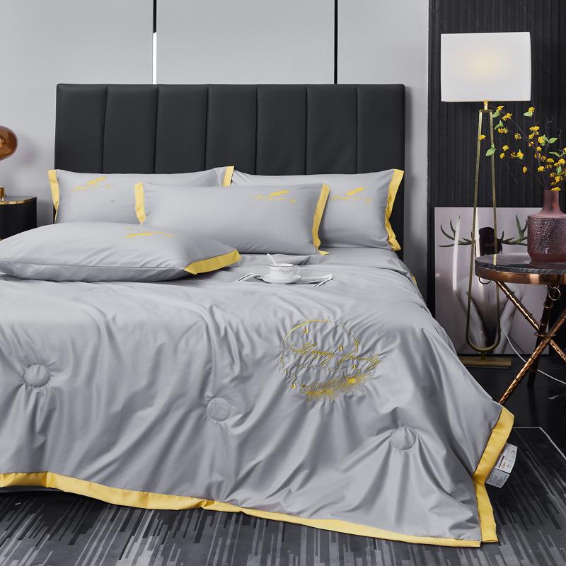 Four-Piece Washable Silk and Tencel Cooling Summer Quilt Set