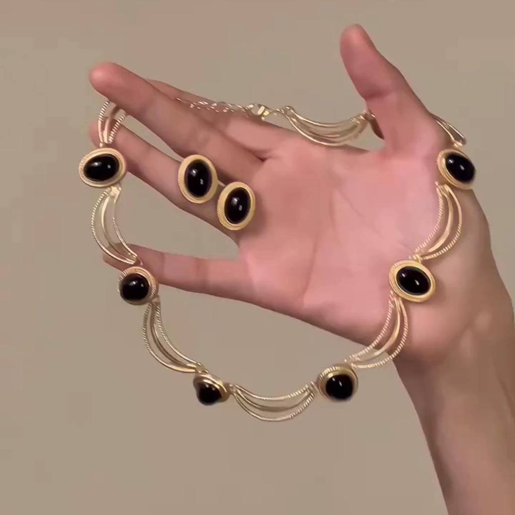 Fashion Simple Water Drop Crystal Rhinestone Necklace Earrings For Women Wedding Dress Accessories Light Luxury Jewelry Sets