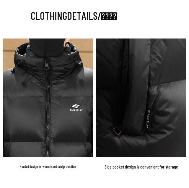 Men's 90% Grey Duck Down Hooded Puffer Jacket - New Winter/Autumn Style