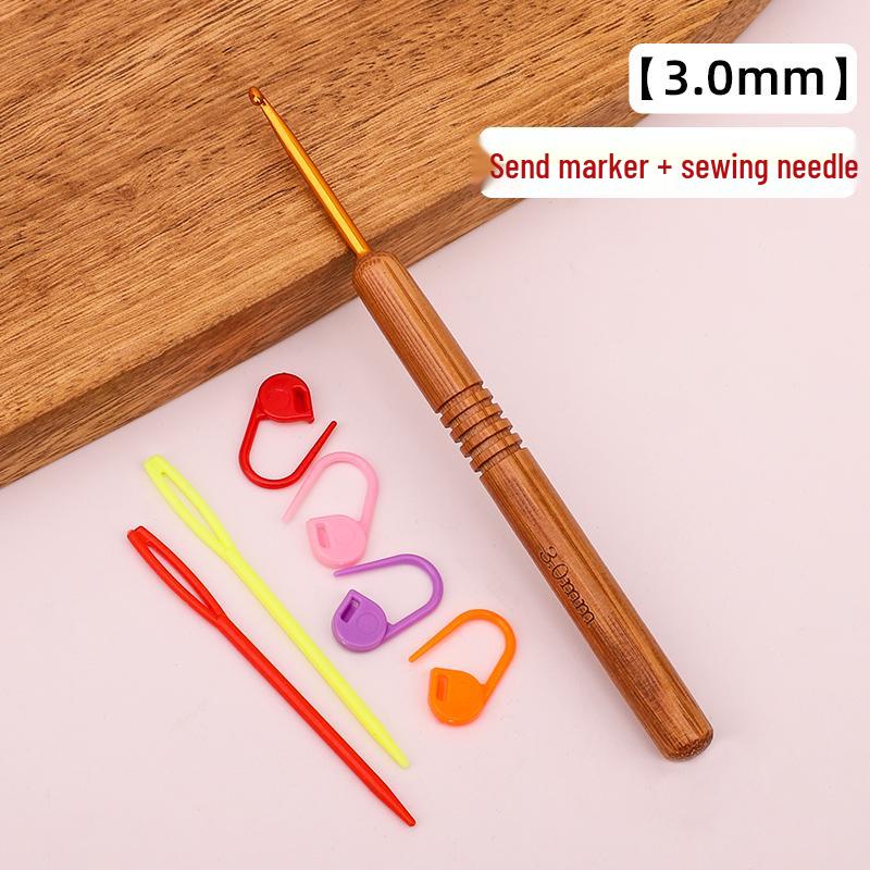 Set croșete din lemn rotunde pentru proiecte cu fir: Pulover, Păpușă, Papuci de casă și Pachet Material Tricotat