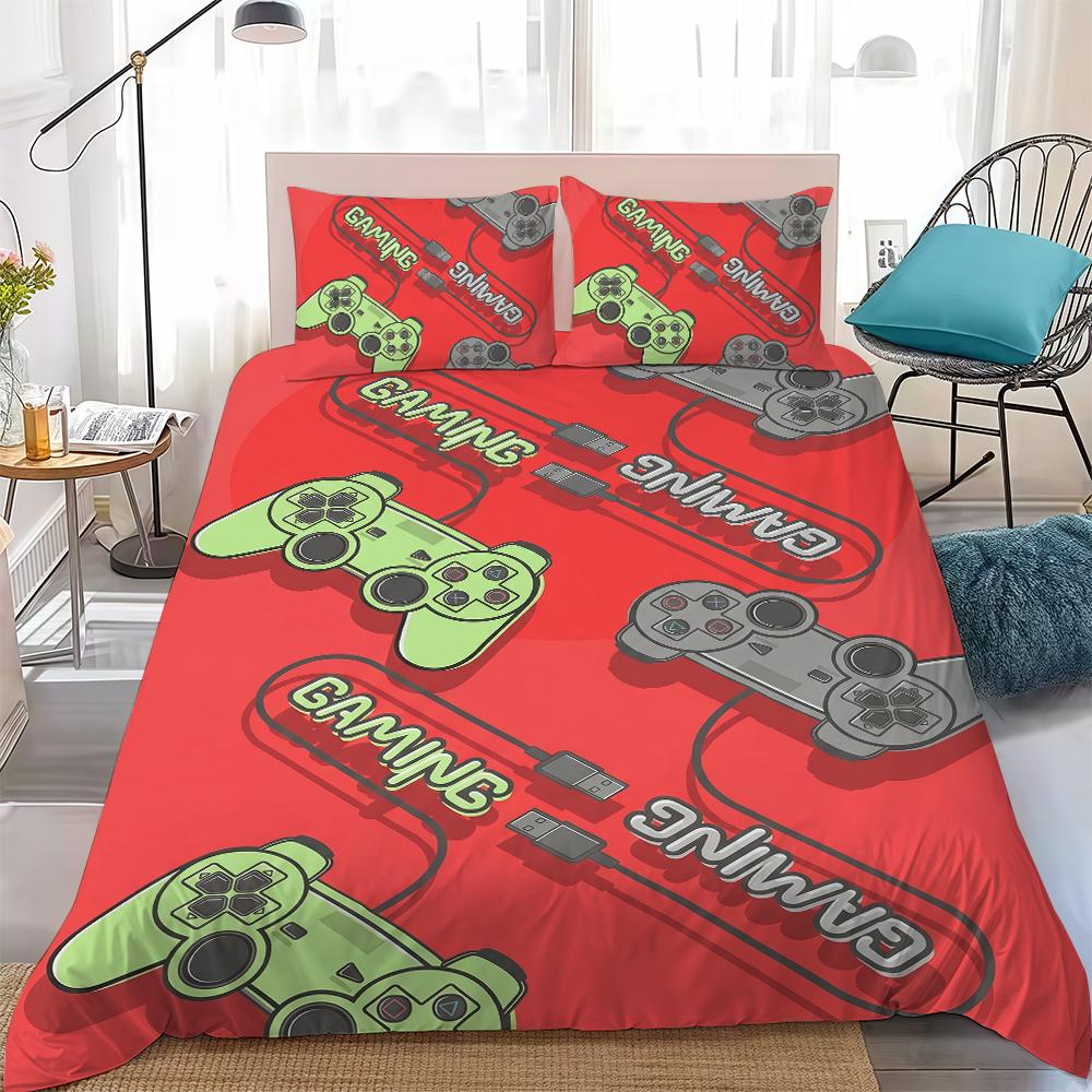 

Teens Video Games Duvet Cover Set Home Style Bedding Soft Laundry Cotton Bed 3 Piece Set Student Dormitory Gift 135x200cm
