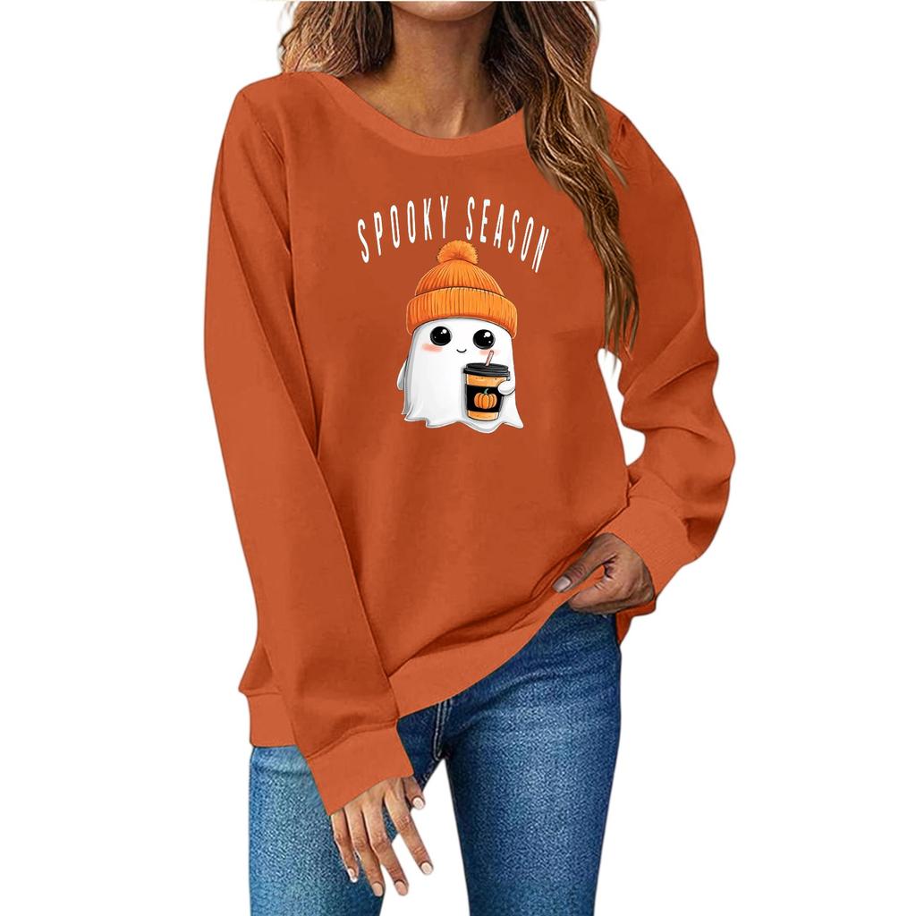 Women's Fashion Casual Print Casual Long Sleeve Round Neck Sweatshirt Top