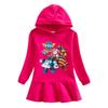 Girls' Ruffle Rainbow Princess Hoodie Dress with Long Sleeves for Spring and Autumn
