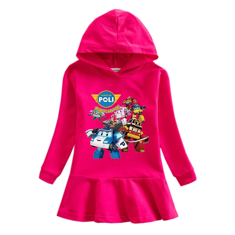 Girls' Ruffle Rainbow Princess Hoodie Dress with Long Sleeves for Spring and Autumn