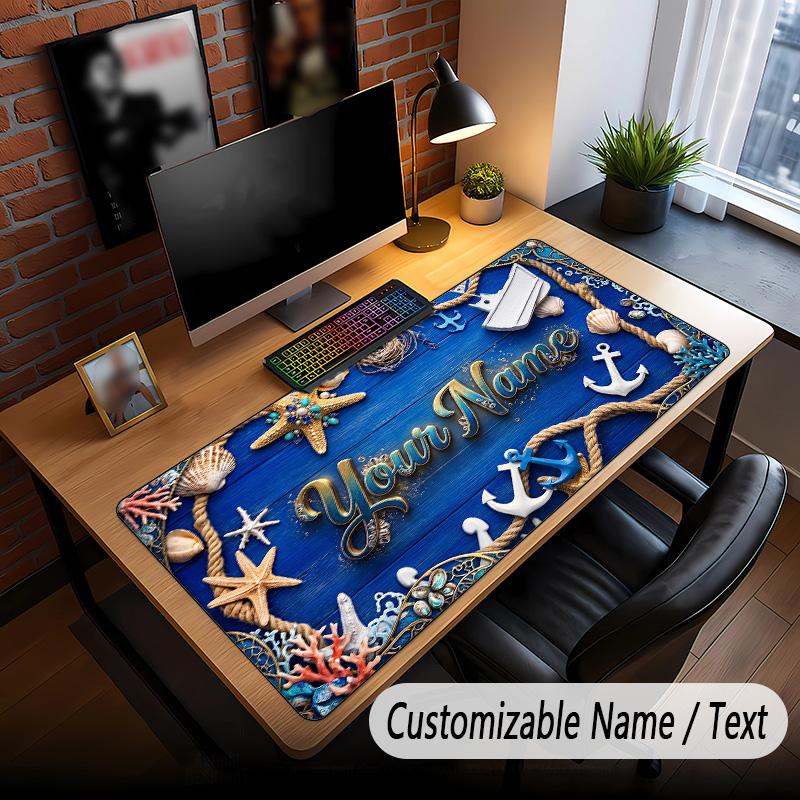 Fish Ocean Theme Custom Mouse Pad Personalized With Name Text Customized Desk Mat For Office Home Decor