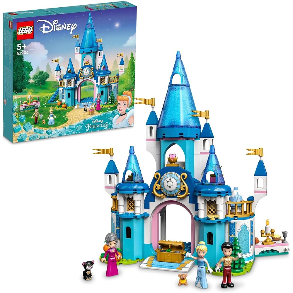 

LEGO Disney Princess Cinderella and Prince Charming Castle Building Toy for Kids Ages 5-8 Educational Playset 43206