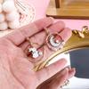 Sweet Ins Girl Pink Moon Enamel Rabbit Drop Earrings Asymmetric Earrings Anti Allergy