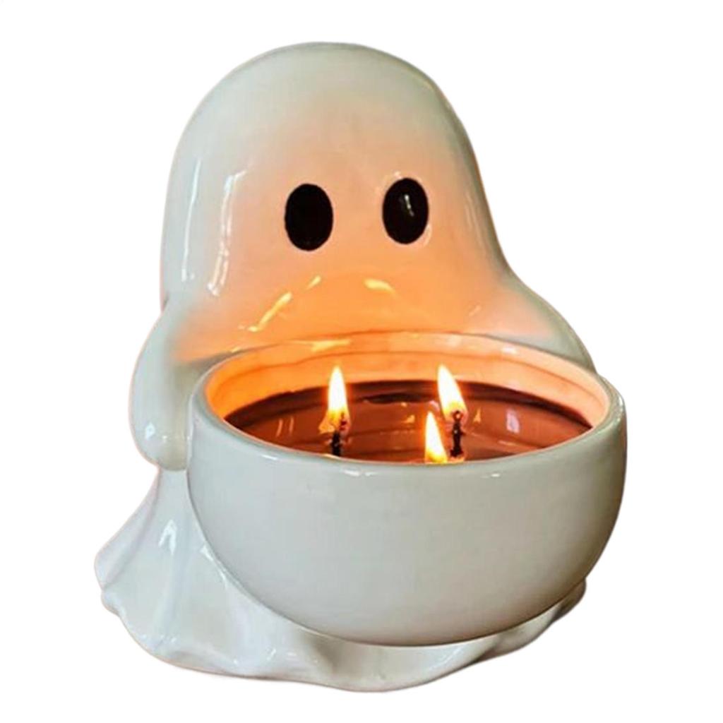 Halloween Candle Holder Halloween Ghost Candlestick Ghost Figurine Candle Holder Desk Halloween Decoration Collectible Figurines