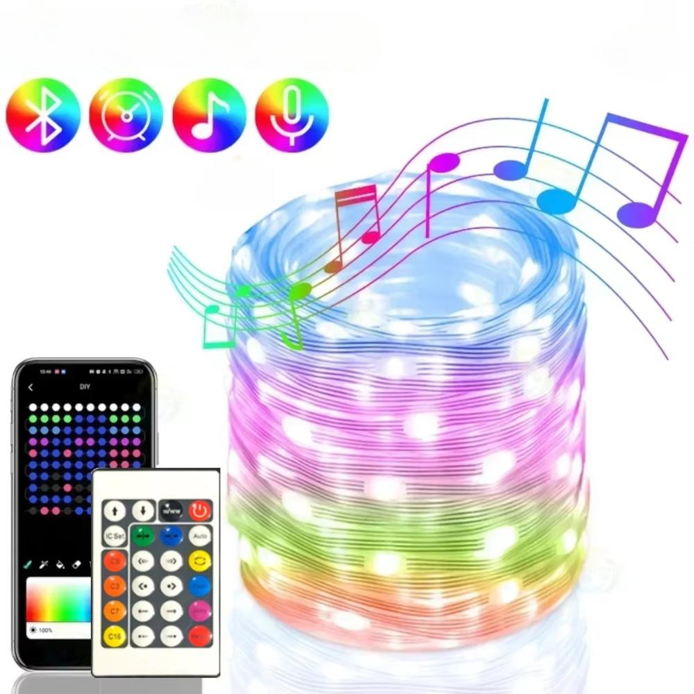 

20M RGBIC LED String WS2812B Bluetooth USB Music Dream Color Light 5V Christmas Birthday Party Garland Decor Fairy Lights Home 5M-50Led