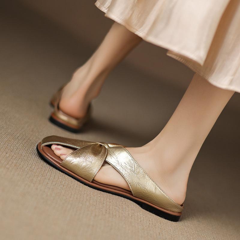 New women's round head flat-bottomed slippers non-slip soft bottom large size summer rubber soft bottom comfortable casual fashion sandals