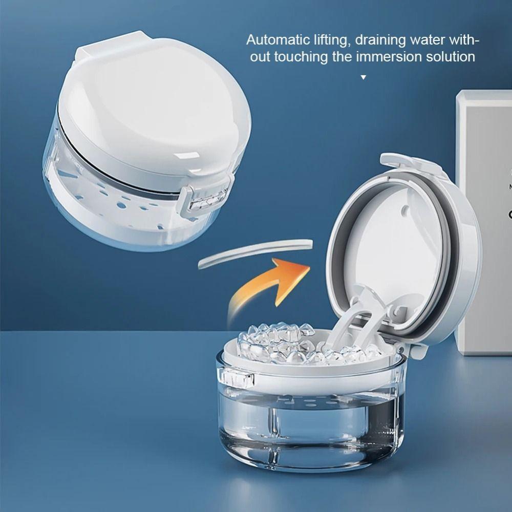 Double Layer Orthodontic Retainer Box Magnetic Cap Draining Braces Storage Case Portable Leak-proof Denture Soaking Cup Travel