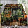 Vintage Book Store Throw Soft Flannel Throw Summer Ac Blanket Lightweight Cool Nap Blanket For Sofa Bed Couch Travel