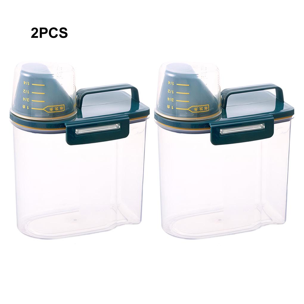 

2PCS1.5KG Dog Cat Food Pail Plastic Storage Tank with Measuring Cup Container Moisture-proof Sealed Jar Pet Supplies Accessories