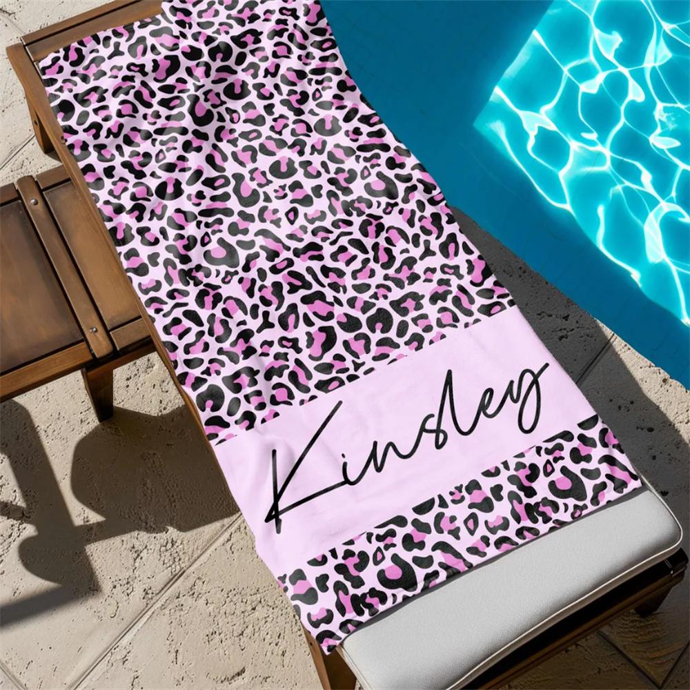 Customized Name Beach Towel 2024 New Bath Towels Stripe Printed Polyester Microfiber Towel Bath Towel Hot Sale Towel for Gift
