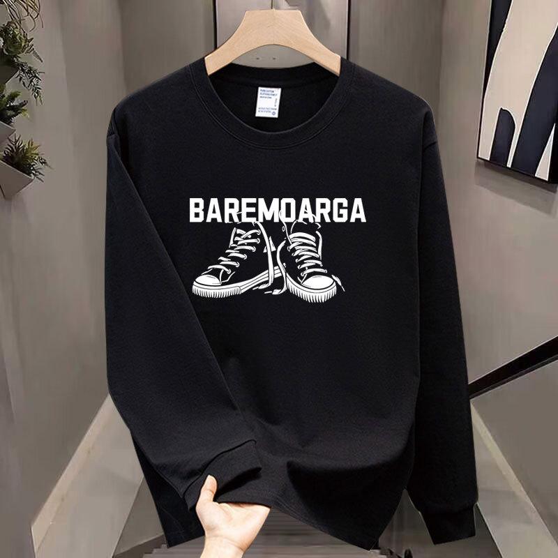 American Heavy Trendy Brand Pure Cotton Printing Men'S Long-Sleeved T-Shirt Spring And Autumn Sweater Casual Round Neck High-End T-Shirt