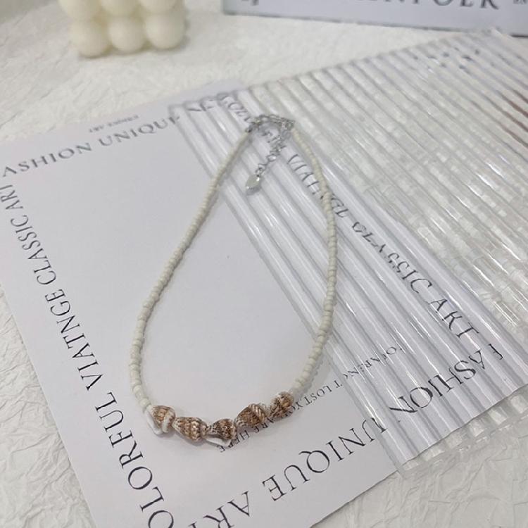 Fashion Shell Necklace with Beads Dopamine Natural Bead Necklace for Women