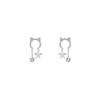 S925 Silver Needle Cat Stud Earrings with Diamonds for Women – High-End 2024 Trend, Niche Dangle Style & Exquisite Design.