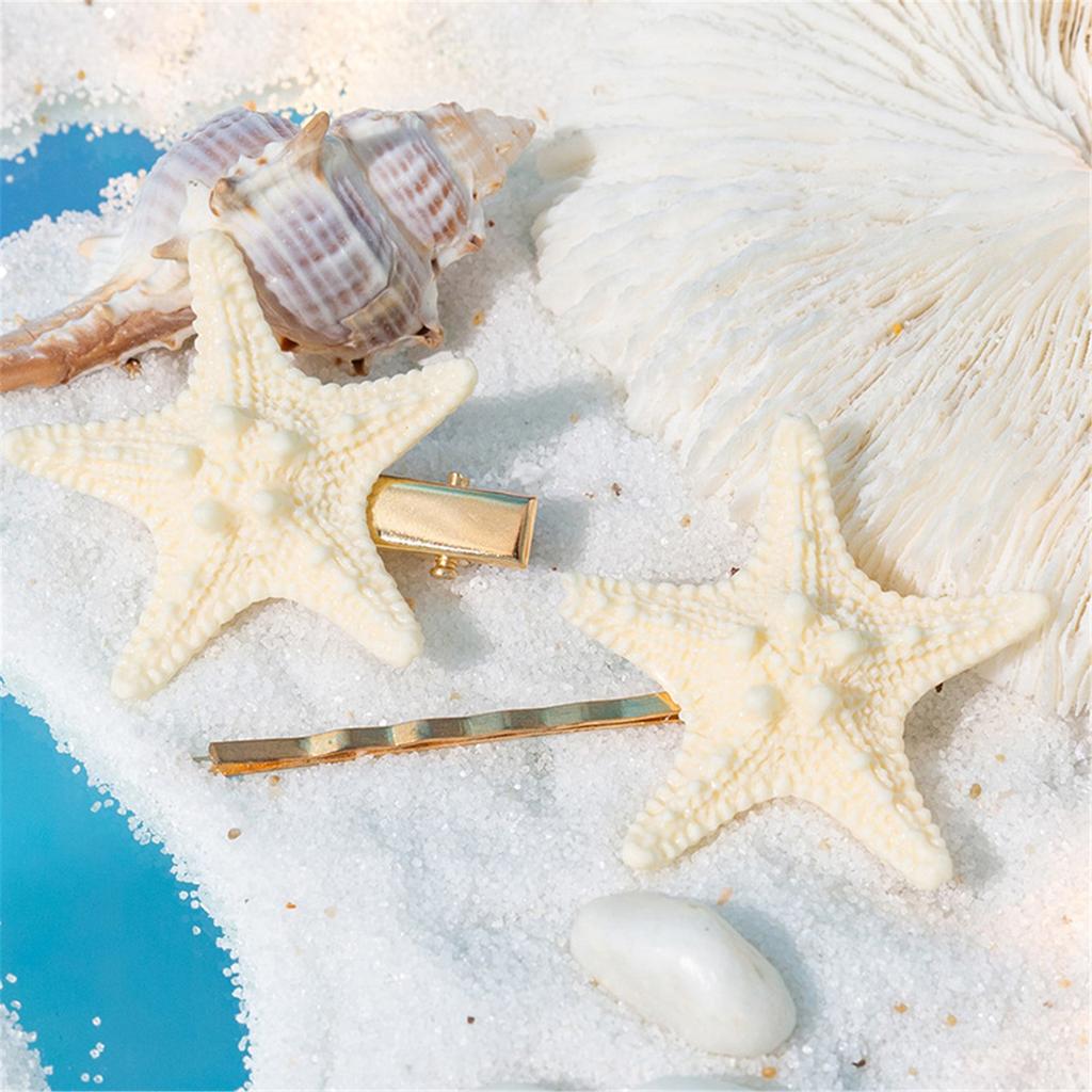 1Pair Starfish Shaped Hair Clip Ocean Theme Hair Accessories For Women Girls Resin Hairpins With Metal Clasp Hairpin
