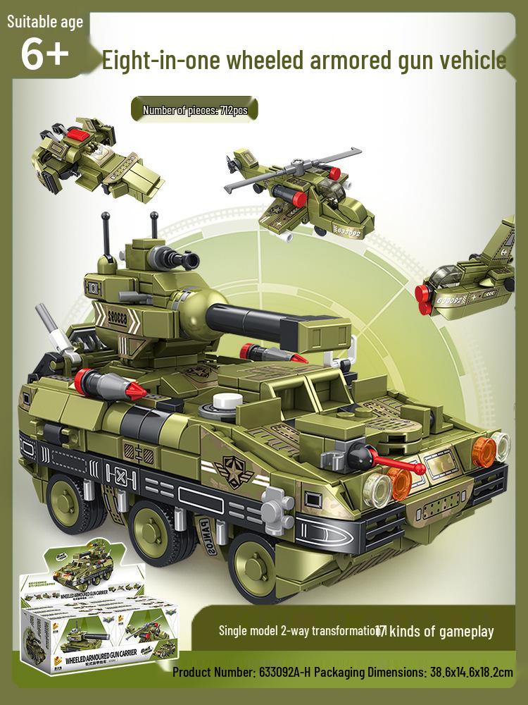 Panlos Military Wheeled Armored Tank Educational Assembly Toy for Kids - Model 633092