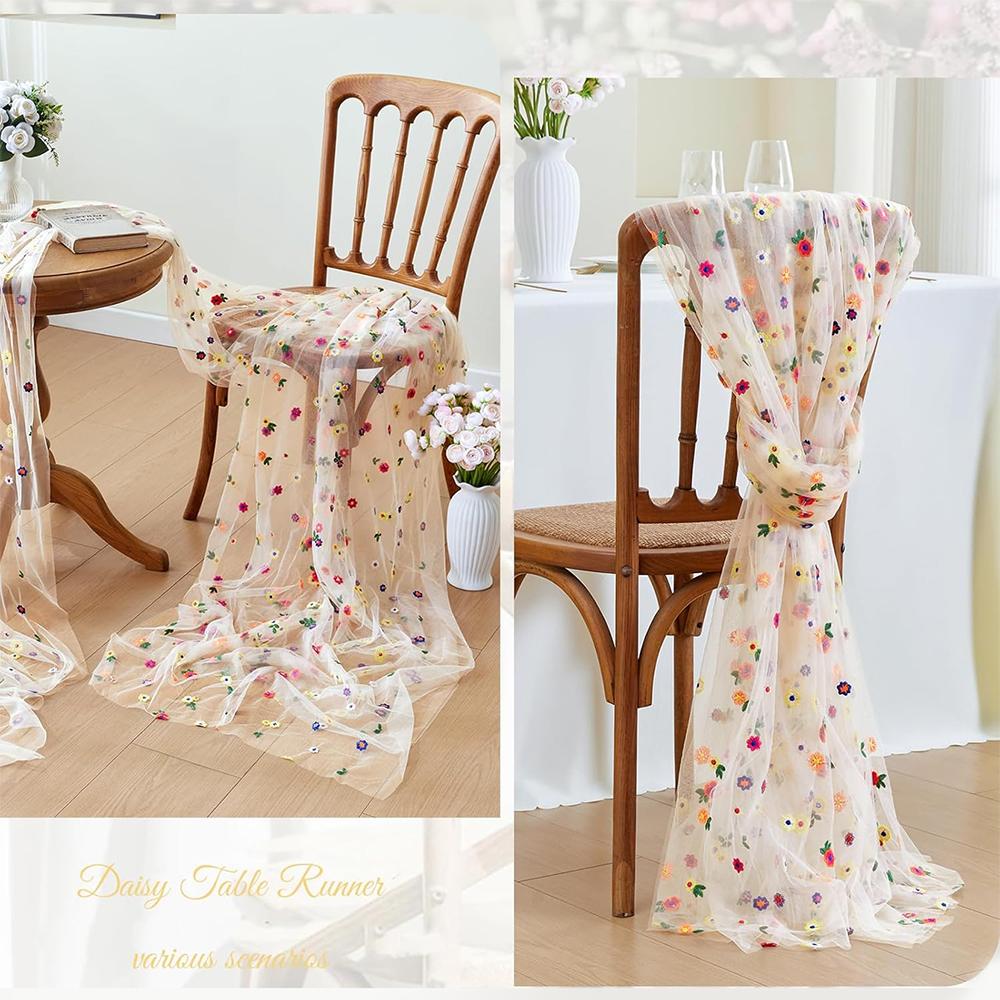 Pastoral Floral Tablecloth Decorative Dining Mesh Table Runners Seasonal Dining Table Decoration Party Home DIY Table Runner