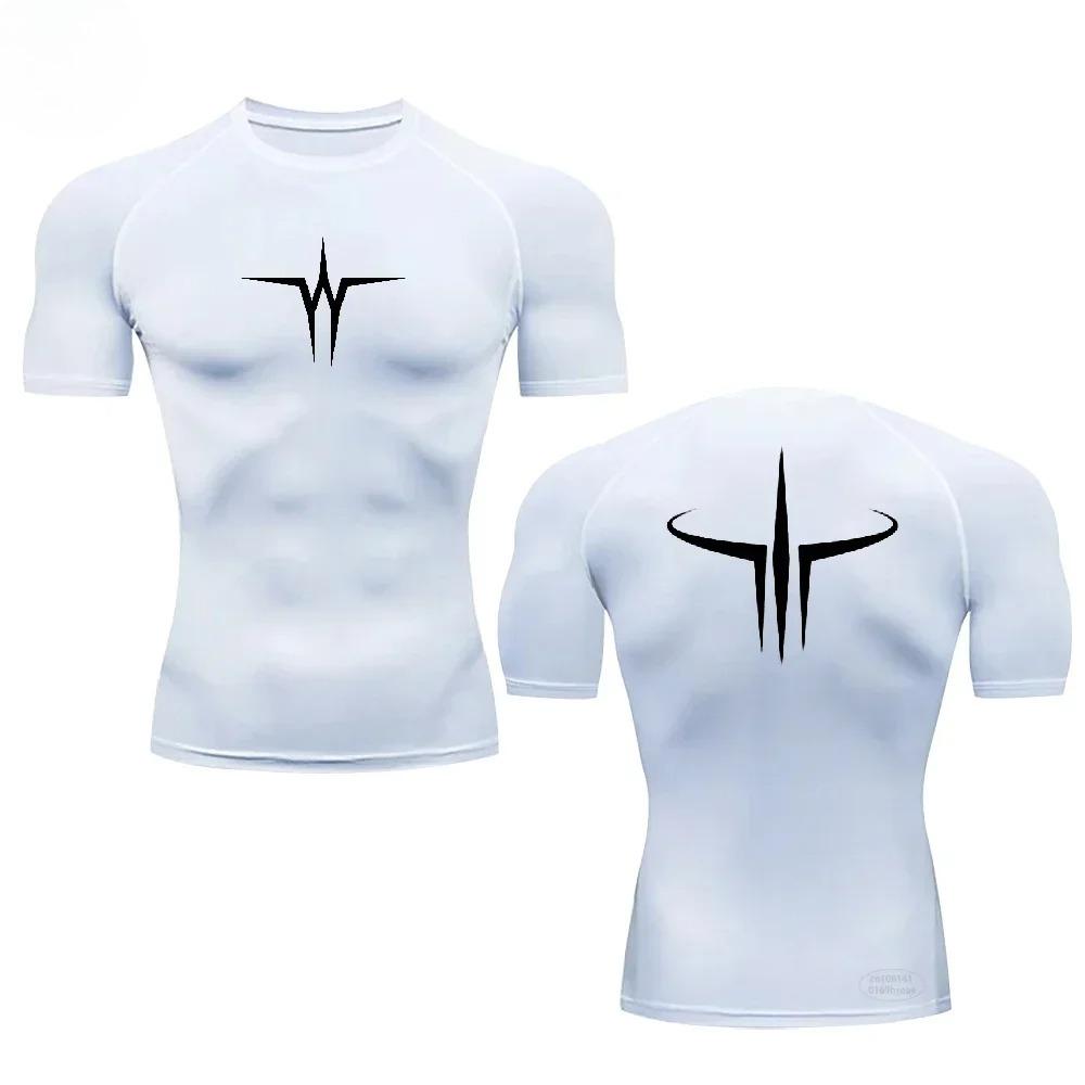 Gym Fitness Breathable T-shirt Casual Daily Sweat Absorbent Fitness Sports Workout Men Short-sleeved Tops High Elasticity Tight Fit