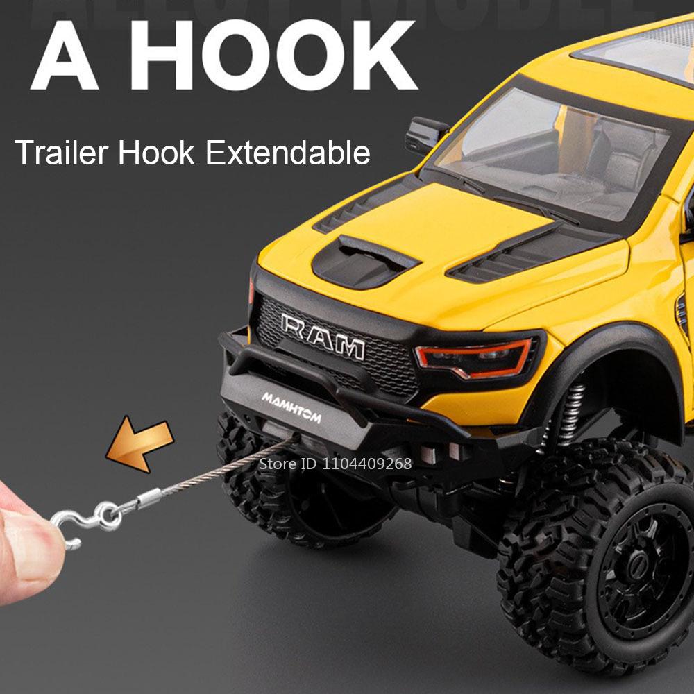 1:24 RAM MAMMOTH Tank 500 Hi4-T SUV Model Car Toy Alloy Diecast Pull Back Shock Absorption Off-road Vehicle Boys Holiday Gifts